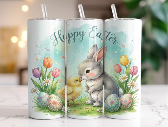 Cute Bunny and Chick Easter Tumbler PNG: A Designer's Review