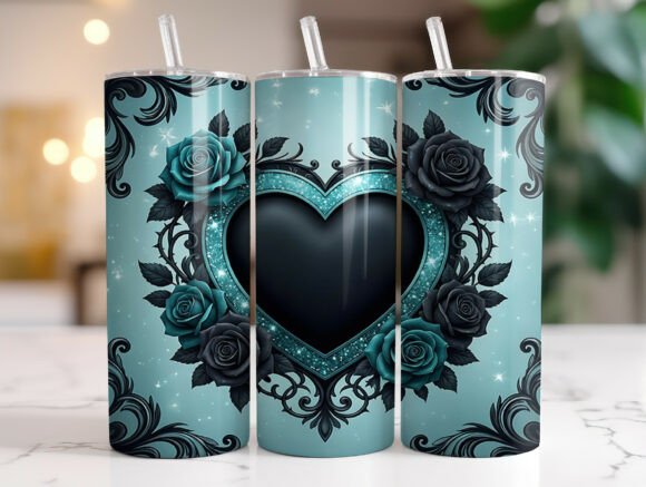 Gothic Teal Rose Heart 20oz Tumbler Wrap Review