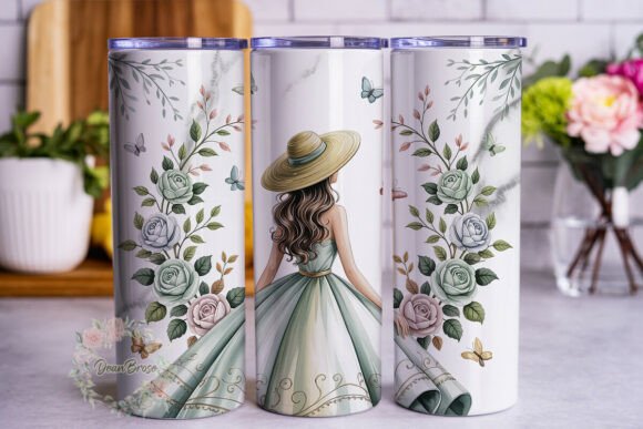 Green Floral Quinceanera 20oz Tumbler