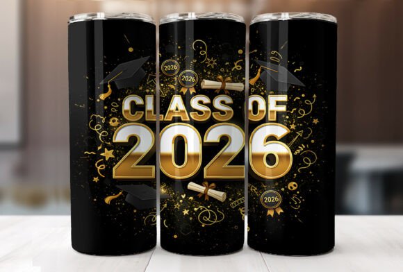 Retro Black Gold Class of 2026 Tumbler Design Review