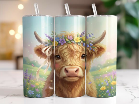 Review: Floral Highland Cow Tumbler Wrap Design