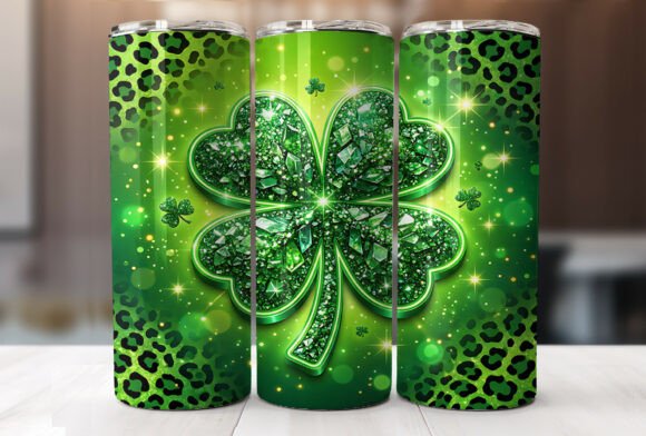Reviewing the Leopard Shamrock Glitter 20oz Tumbler Design