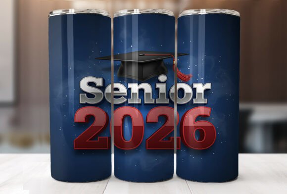 Senior 2026 Red Blue Graduation Tumbler Design Review